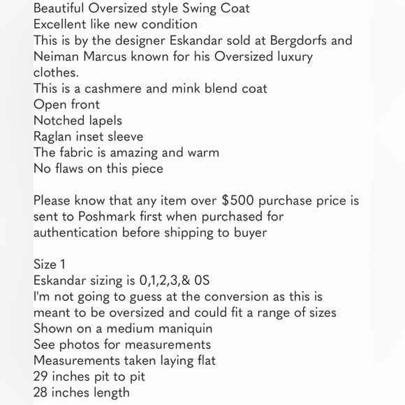 Eskandar cashmere mink tan brown swing jacket open oversized flowy size 1 - Picture 15 of 15